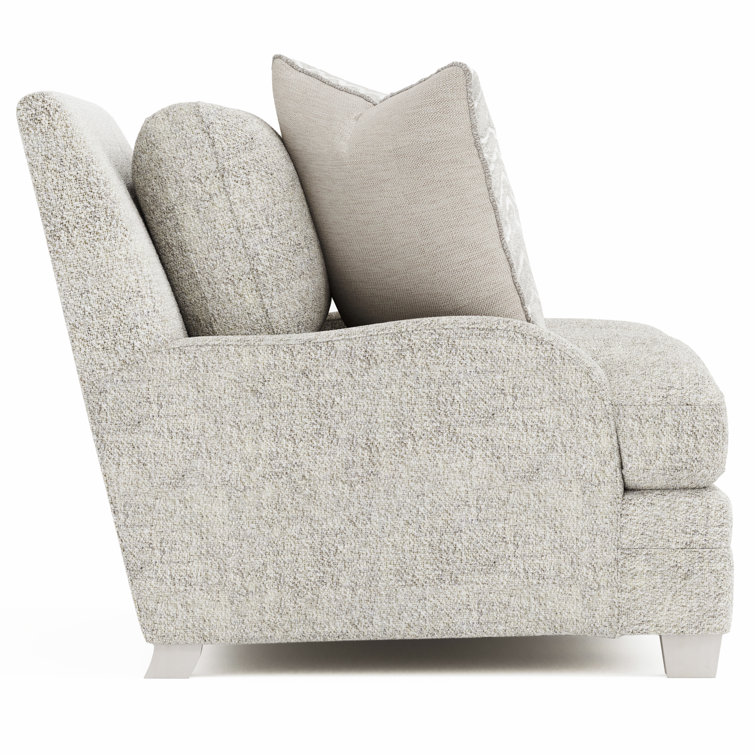 Beige Fabric Loveseat with Down Fill Cushions