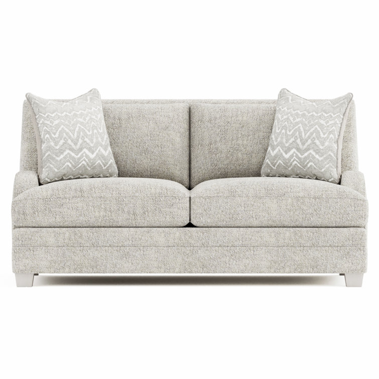 Beige Fabric Loveseat with Down Fill Cushions