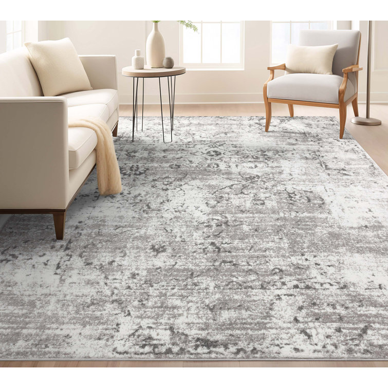 Ivory and Gray Vintage Rectangular 8' x 10' Area Rug