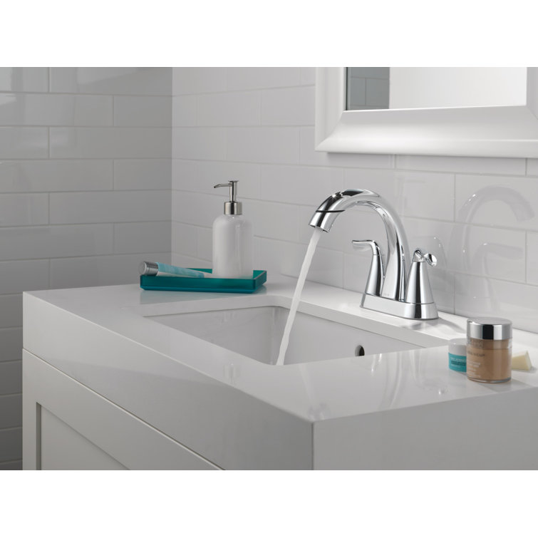 Chrome Dual Handle Pull-Down Bathroom Faucet with Sprayer