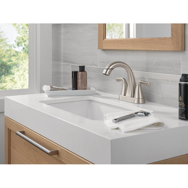 Brushed Nickel Two Handle Pull-Down Bathroom Faucet with Zinc Lever