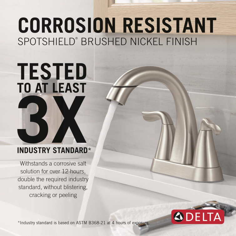Brushed Nickel Two Handle Pull-Down Bathroom Faucet with Zinc Lever