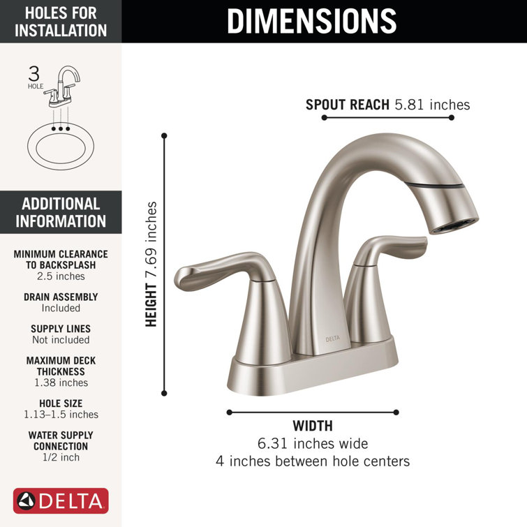 Brushed Nickel Two Handle Pull-Down Bathroom Faucet with Zinc Lever
