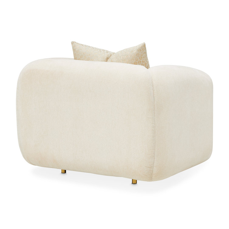 Luxurious Gold and Crepe Chenille Accent Chair with Beech Wood Frame