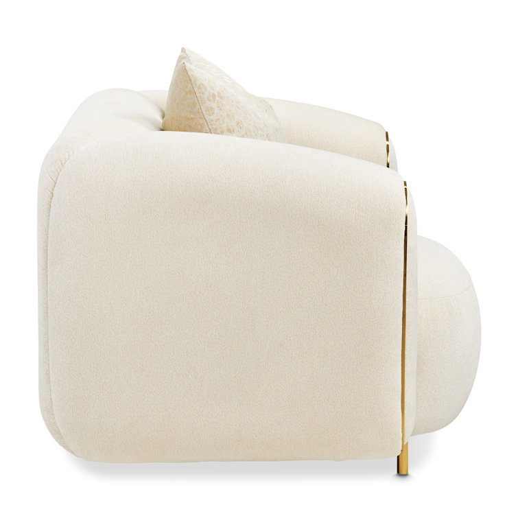 Luxurious Gold and Crepe Chenille Accent Chair with Beech Wood Frame