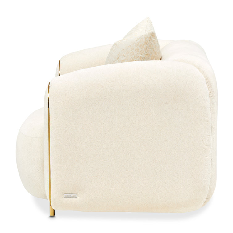 Luxurious Gold and Crepe Chenille Accent Chair with Beech Wood Frame