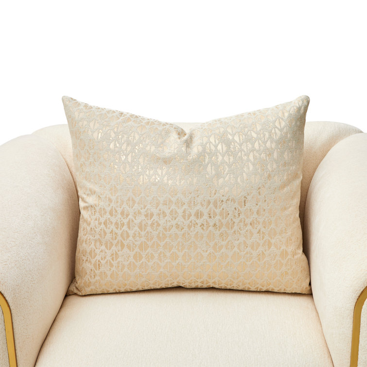 Luxurious Gold and Crepe Chenille Accent Chair with Beech Wood Frame