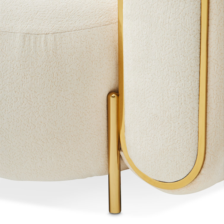 Luxurious Gold and Crepe Chenille Accent Chair with Beech Wood Frame