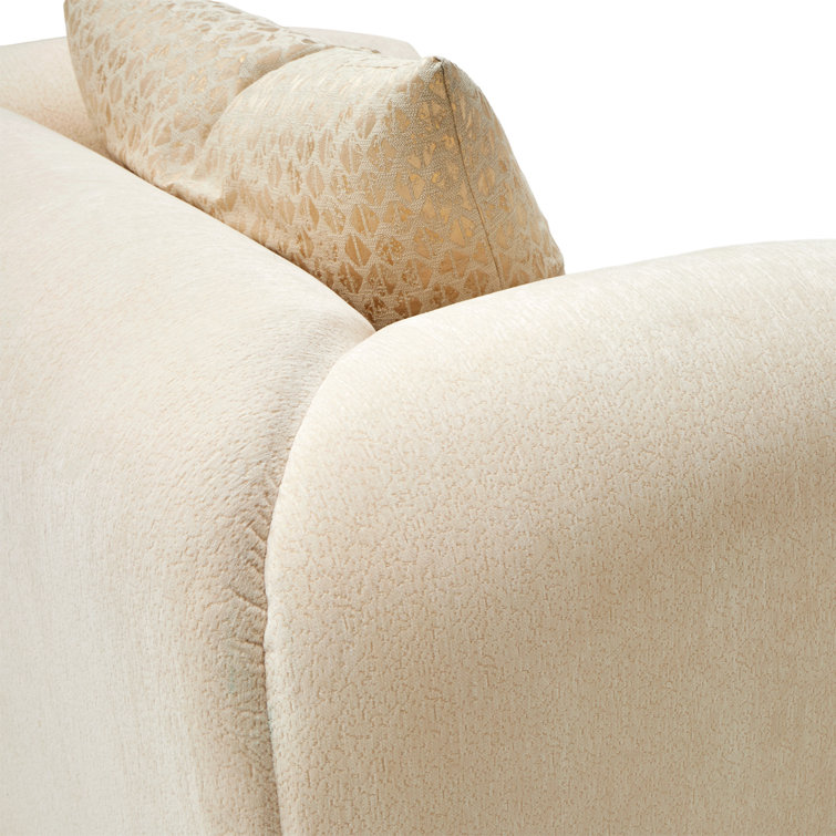 Luxurious Gold and Crepe Chenille Accent Chair with Beech Wood Frame