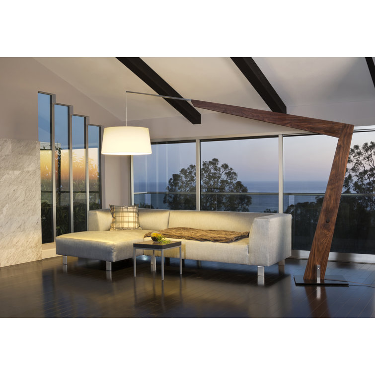 Adjustable White Linen Shade Aluminum Floor Lamp
