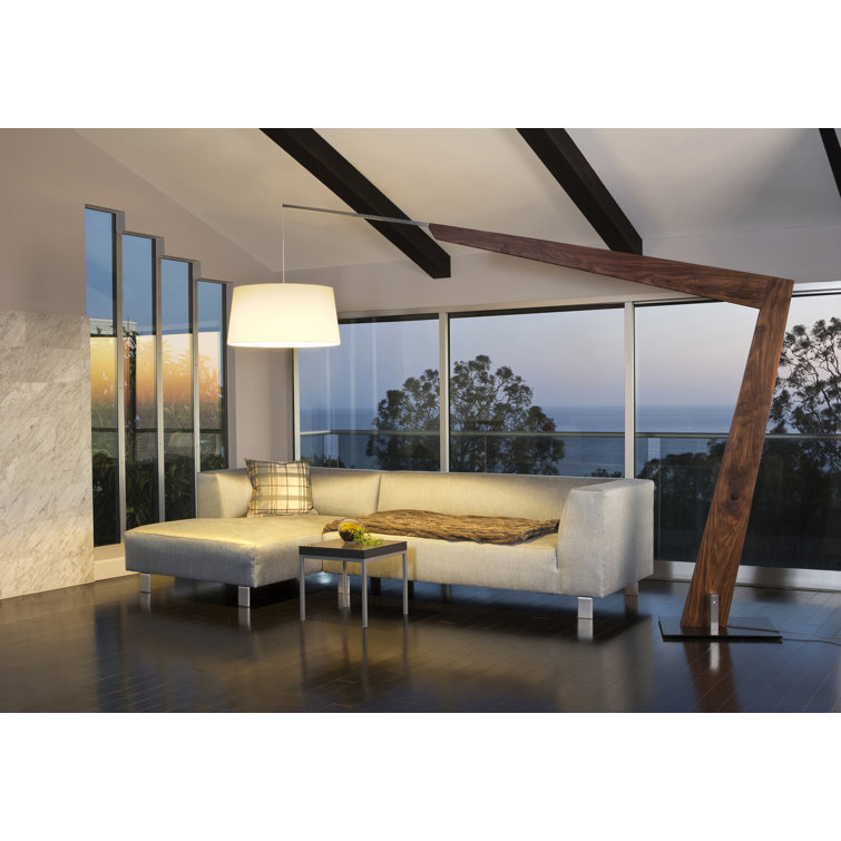Adjustable White Linen Shade Aluminum Floor Lamp