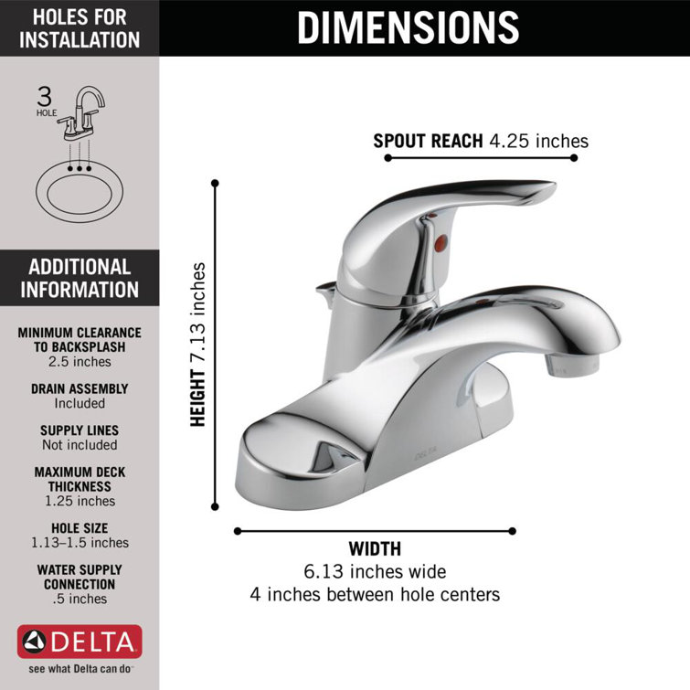 Elegant Modern Chrome Centerset Bathroom Faucet with ADA Compliance