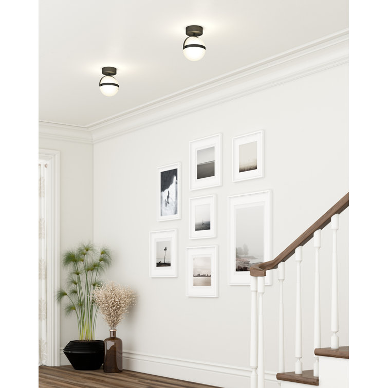 Globo Matte Black Aluminum LED Semi Flush Mount