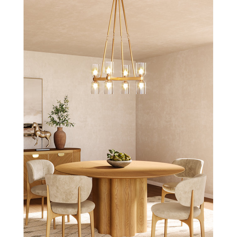 Lucian Modern Linear 8-Light Chandelier in Polished Nickel and Crystal