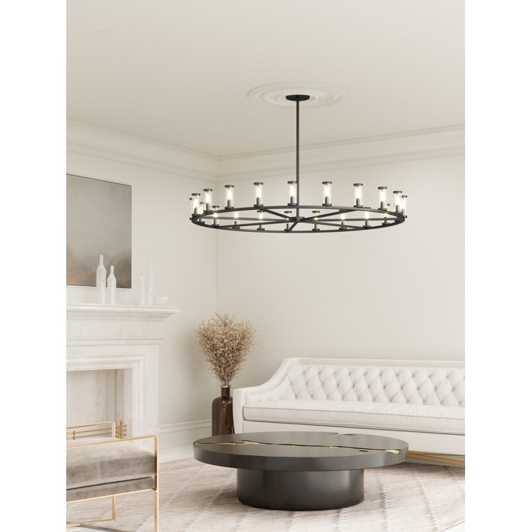 Urban Bronze Crystal Elegance 21-Light Wagon Wheel Chandelier