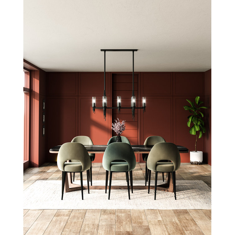 Torres Matte Black 8-Light Linear Island Pendant with Crystal Shades