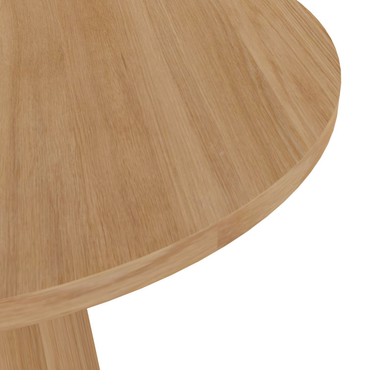 Natural Round Solid Wood Pedestal End Table
