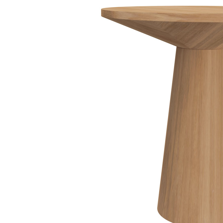 Natural Round Solid Wood Pedestal End Table