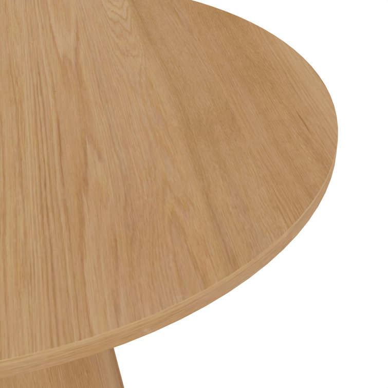 Natural Round Pedestal Coffee Table with Solid Wood Top
