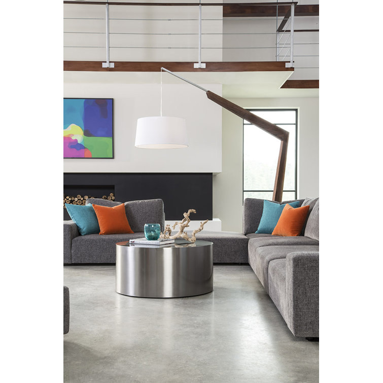 Adjustable White Linen Shade Aluminum Floor Lamp