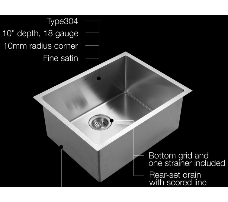 Savoir 23'' Satin Stainless Steel Undermount Single Bowl Kitchen Sink