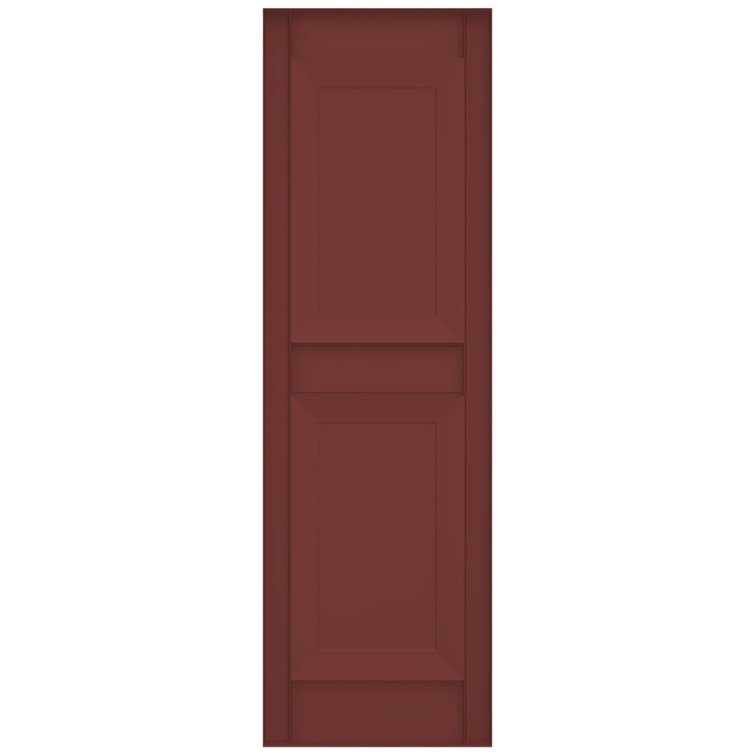 Burgundy Red Vinyl Raised Panel Exterior Shutters, 14.75" x 31"