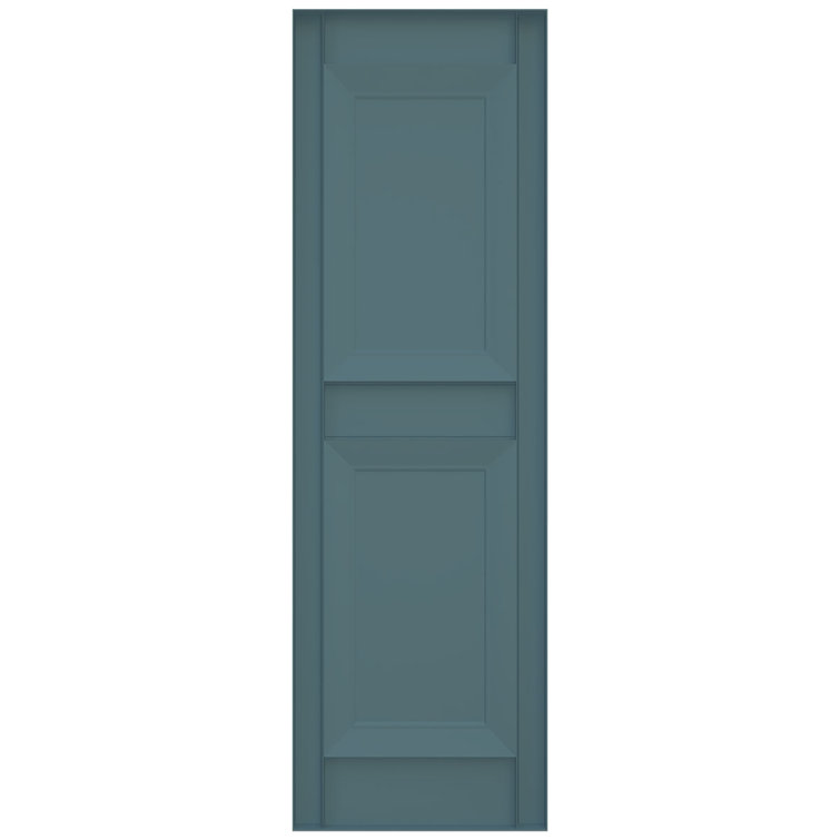 Wedgewood Blue 43" Raised Panel Vinyl Shutters with Installation Kit