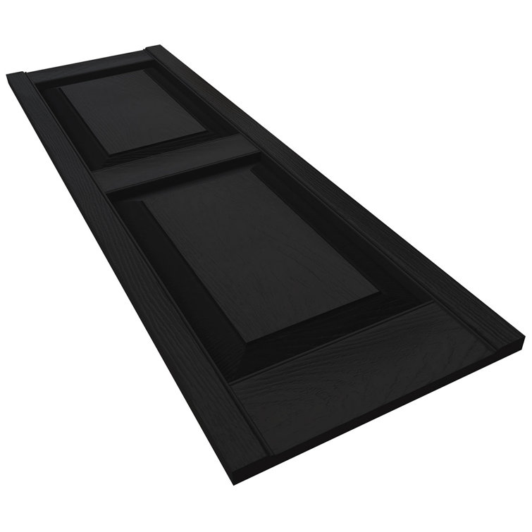 Black Vinyl Raised Panel Shutters with Installation Hardware, 14.75"W x 43"H