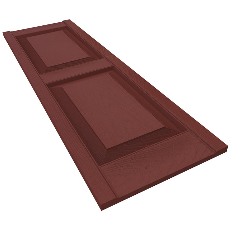 Burgundy Red Vinyl Raised Panel Exterior Shutters, 14.75" x 31"