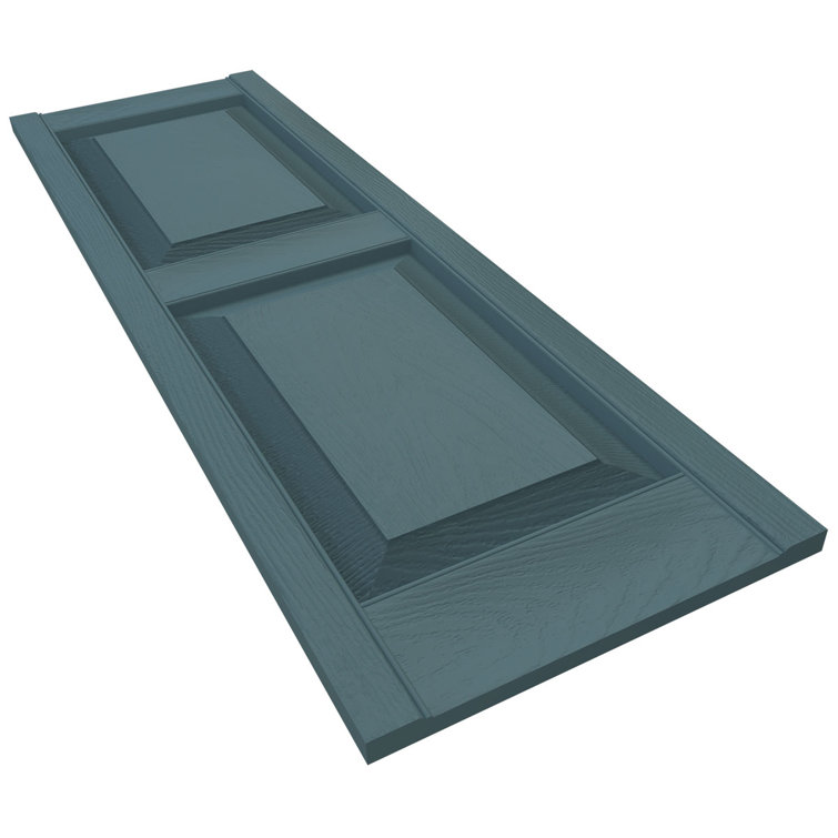 Wedgewood Blue 43" Raised Panel Vinyl Shutters with Installation Kit