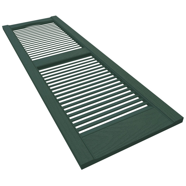 Forest Green Vinyl Louvered Decorative Shutters, 14.5x60