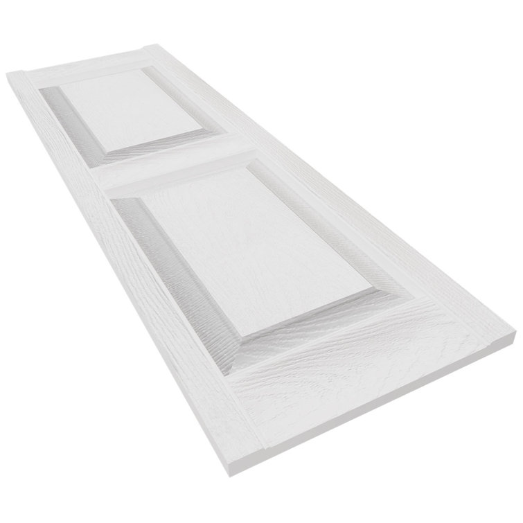 White Vinyl Raised Panel Shutters Pair, 12" x 66"