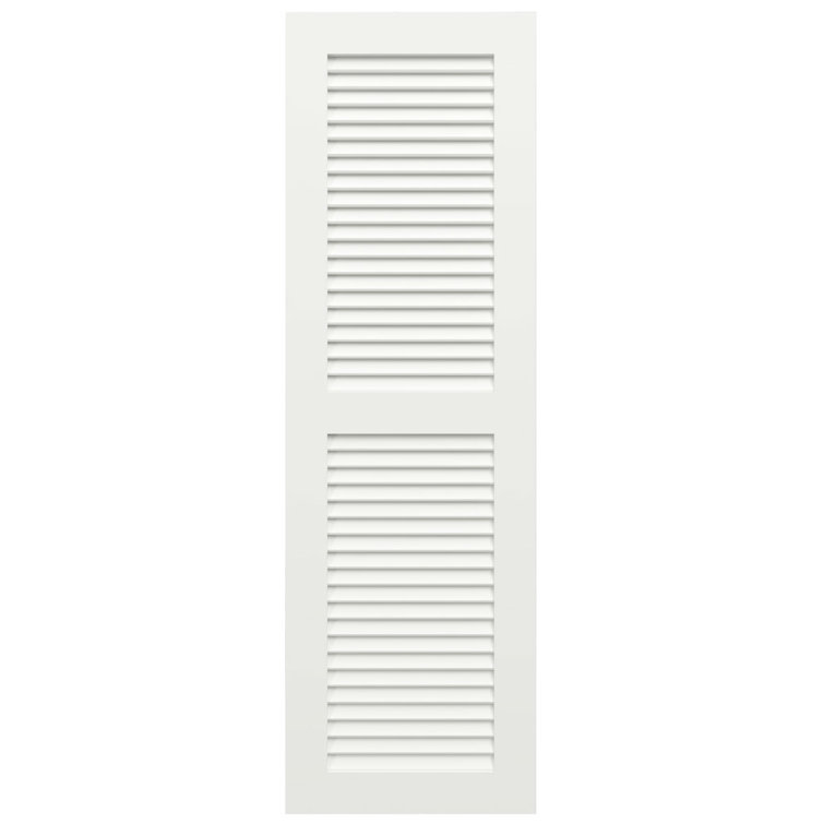 Unfinished White PVC Louvered Shutters, 12"W x 63"H