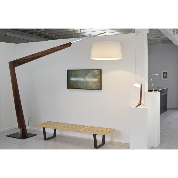 Adjustable White Linen Shade Aluminum Floor Lamp