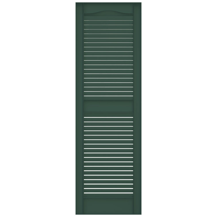 Forest Green Vinyl Louvered Decorative Shutters, 14.5x60