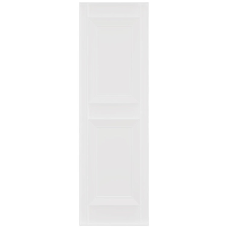 White Vinyl Raised Panel Shutters Pair, 12" x 66"