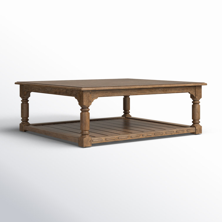 Rustic Brown Oak Veneer Cocktail Table with Shelf