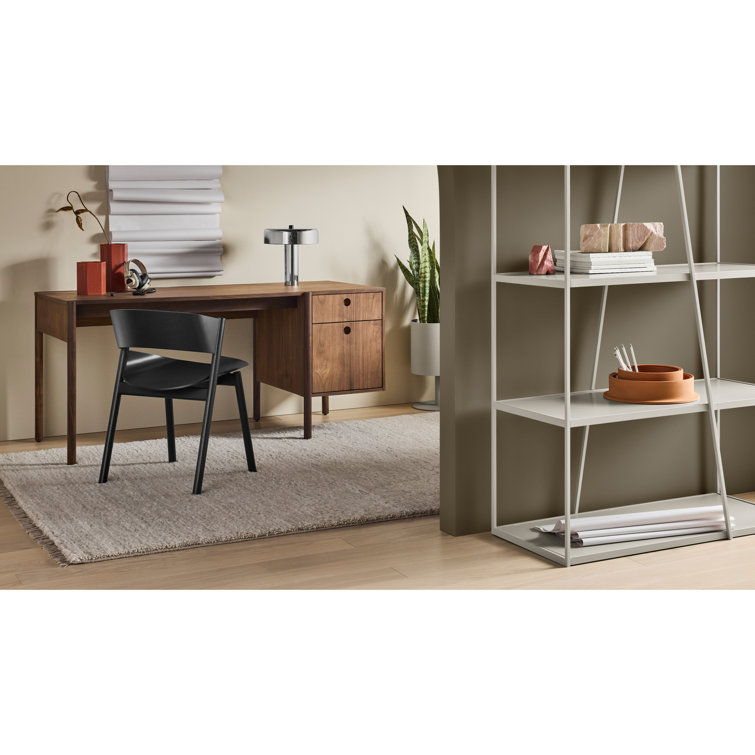 Black Ash Wood Desk with Drawer and Filing Cabinet