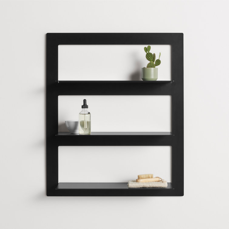 Black Powder-Coated Metal Wall-Mounted Shelf
