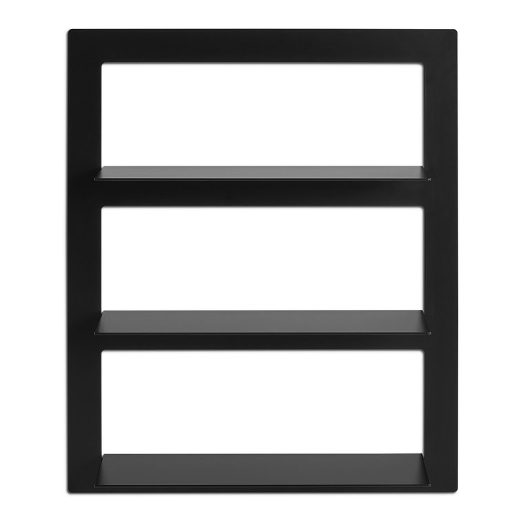Black Powder-Coated Metal Wall-Mounted Shelf