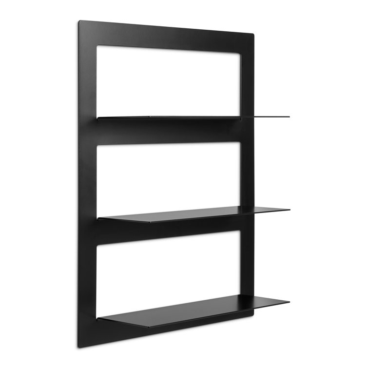 Black Powder-Coated Metal Wall-Mounted Shelf