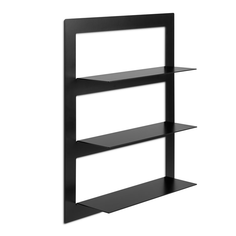Black Powder-Coated Metal Wall-Mounted Shelf