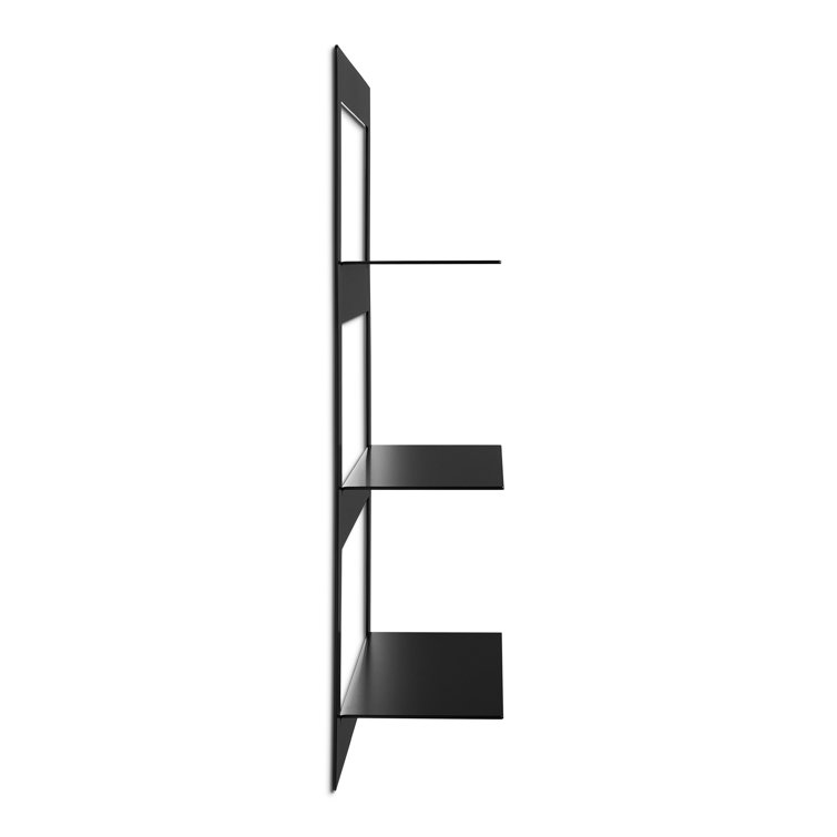 Black Powder-Coated Metal Wall-Mounted Shelf