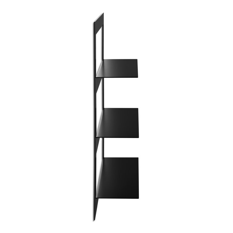 Black Powder-Coated Metal Wall-Mounted Shelf