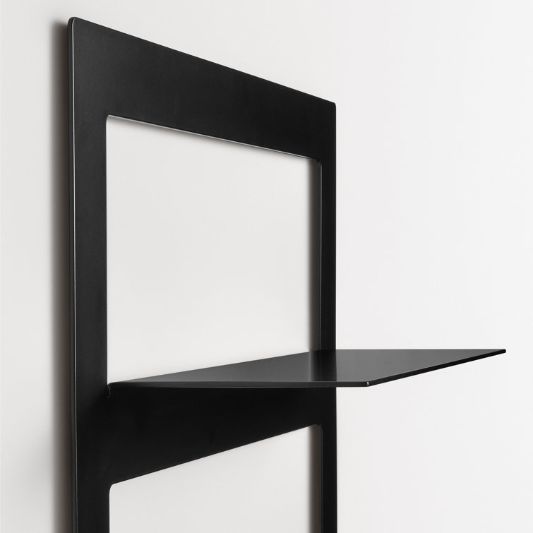 Black Powder-Coated Metal Wall-Mounted Shelf