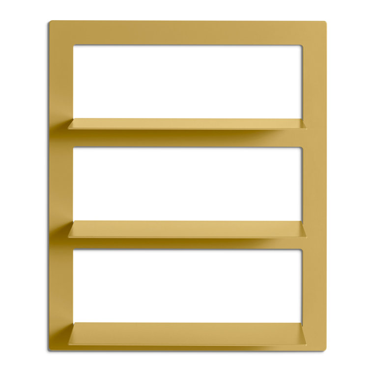 Mustard Yellow Powder-Coated Metal Wall Shelf