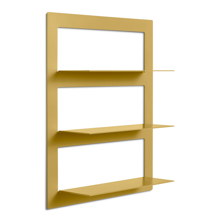 Mustard Yellow Powder-Coated Metal Wall Shelf