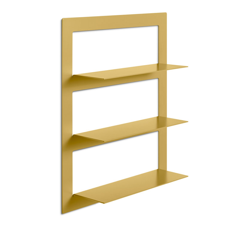 Mustard Yellow Powder-Coated Metal Wall Shelf