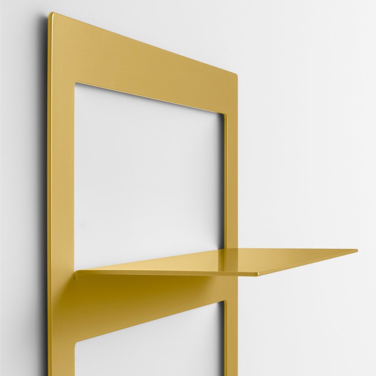Mustard Yellow Powder-Coated Metal Wall Shelf