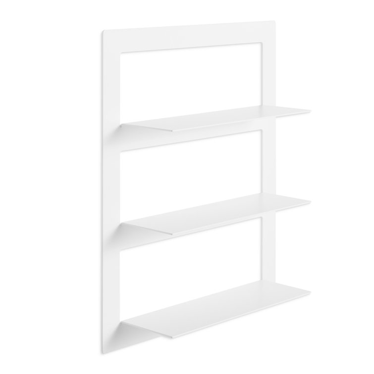 White Powder-Coated Metal Wall-Mounted Shelf